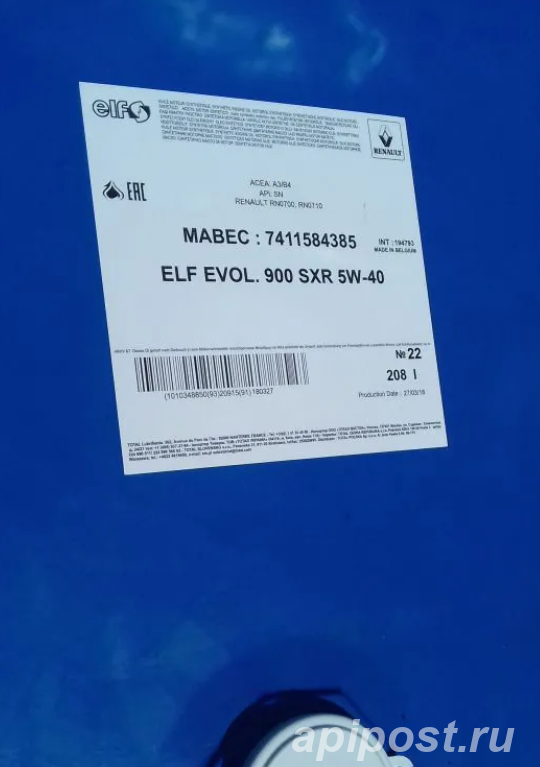 Моторное масло ELF Evolution 900 SXR 5W-40 208 л - Москва