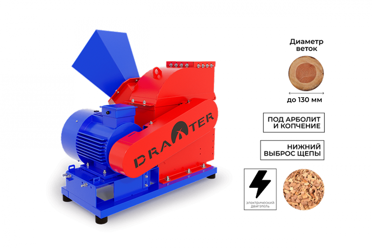 Промышленный щепорез DraXter Щ-550Э элект 18,5 кВт 380В... - Челябинск
