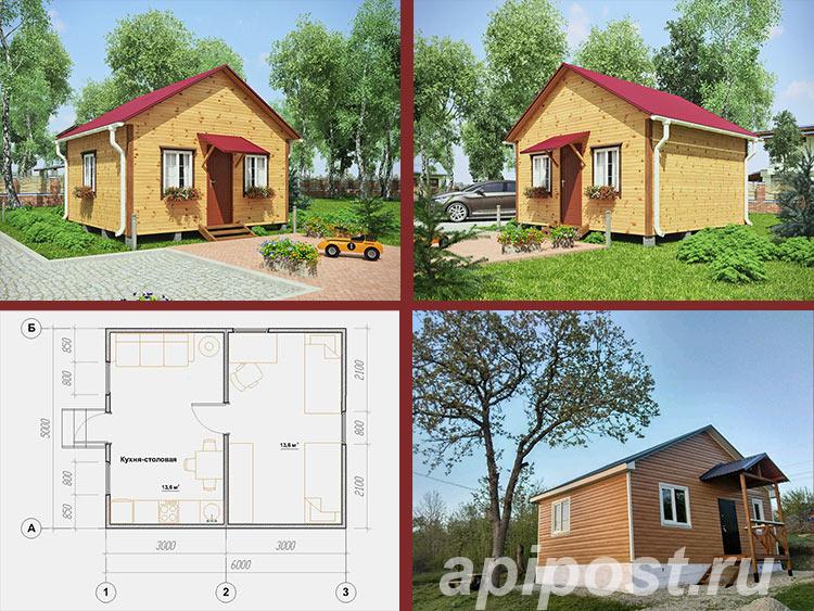 Каркасный дачный домик 6х5 одноэтажный Каркас-58 - Пенза